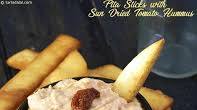 Pita Sticks with Sun Dried Tomato Hummus recipe - How to make Pita Sticks with Sun Dried Tomato Hummus Pita Sticks with Sun Dried Tomato Hummus recipe - How to make Pita Sticks with Sun Dried Tomato Hummus