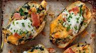Colcannon Style Twice Baked Potatoes with Leeks, Irish Cheddar and Crispy Bacon Colcannon Style Twice Baked Potatoes with Leeks, Irish Cheddar and Crispy Bacon