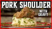 Slow Cooker Pork Shoulder on Stove Recipe w/ Onion Gravy & Mashed Pots Slow Cooker Pork Shoulder on Stove Recipe w/ Onion Gravy & Mashed Pots
