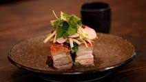 Crispy Pork Belly with Muntries and Apple Puree Crispy Pork Belly with Muntries and Apple Puree