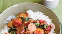 Spicy Turkey Sausage With Black-Eyed Peas and Spinach Spicy Turkey Sausage With Black-Eyed Peas and Spinach