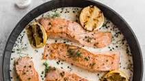 Pan Seared Salmon with Lemon Herb Parmesan Sauce Pan Seared Salmon with Lemon Herb Parmesan Sauce