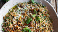 Herbed Farro Risotto (Farrotto) with Crispy Shallots Herbed Farro Risotto (Farrotto) with Crispy Shallots