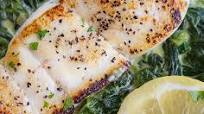 Pan Seared Halibut with Creamed Spinach Pan Seared Halibut with Creamed Spinach