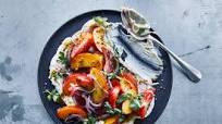 Tomato and Peach Salad With Whipped Goat Cheese Tomato and Peach Salad With Whipped Goat Cheese