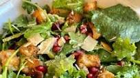 Kale Caesar Salad With Pomegranate and Pumpkin Seeds Kale Caesar Salad With Pomegranate and Pumpkin Seeds