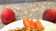 Peach Waffles with Cinnamon Syrup Peach Waffles with Cinnamon Syrup