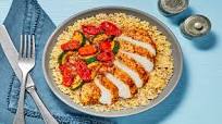 Tuscan Chicken over Bulgur Pilaf with Balsamic Zucchini & Tomatoes Tuscan Chicken over Bulgur Pilaf with Balsamic Zucchini & Tomatoes