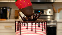 Chocolate-Covered Strawberries Cake with Striped Buttercream Chocolate-Covered Strawberries Cake with Striped Buttercream