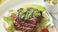 Beef New York Strip Steak with Baba Ghanoush Beef New York Strip Steak with Baba Ghanoush