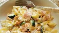 Farfalle pasta with smoked salmon and zucchini Farfalle pasta with smoked salmon and zucchini