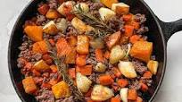 Roasted Butternut Squash, Crispy Potato & Ground Beef Skillet Roasted Butternut Squash, Crispy Potato & Ground Beef Skillet