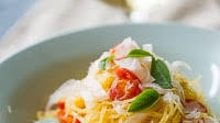 Baked Spaghetti Squash w/ Fresh Tomatoes & Parmesan Cheese Baked Spaghetti Squash w/ Fresh Tomatoes & Parmesan Cheese