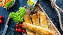 Vegan filo pastry filled with our vegan alternative to tuna Vegan filo pastry filled with our vegan alternative to tuna