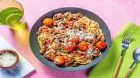 Beef and Mushroom Spaghetti with Balsamic-Glazed Tomatoes Beef and Mushroom Spaghetti with Balsamic-Glazed Tomatoes