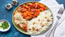 Paprika Chicken in a Lemony Sauce with Pistachio Rice & Roasted Carrots Paprika Chicken in a Lemony Sauce with Pistachio Rice & Roasted Carrots