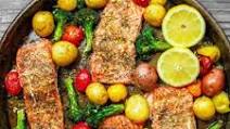 Zaatar Garlic Salmon with Roasted Vegetables and Lemon Tahini Zaatar Garlic Salmon with Roasted Vegetables and Lemon Tahini