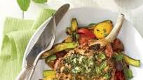 Broiled Pork Chops with Basil Butter and Summer Squash Broiled Pork Chops with Basil Butter and Summer Squash