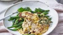 Smothered pork chops with flash-fried beans and olives Smothered pork chops with flash-fried beans and olives