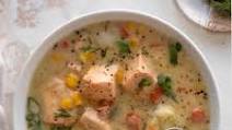 Salmon Chowder with Dill Dumplings Salmon Chowder with Dill Dumplings