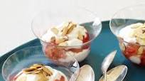 Plum dessert parfaits with yogurt and almonds Plum dessert parfaits with yogurt and almonds