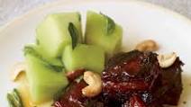 Caramel-Lacquered Pork Belly with Quick-Pickled Honeydew Caramel-Lacquered Pork Belly with Quick-Pickled Honeydew