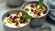 Mishti doi with pomegranate and mint Mishti doi with pomegranate and mint