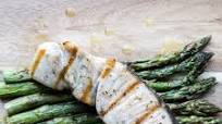 Grilled opah and asparagus with lemon sauce Grilled opah and asparagus with lemon sauce