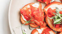 Tomato Onion and Burrata Bruschetta Tomato Onion and Burrata Bruschetta