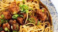Crispy pork with saucy spicy noodles Crispy pork with saucy spicy noodles