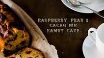 Raspberry, Pear and Cacao Nib Kamut Cake Raspberry, Pear and Cacao Nib Kamut Cake
