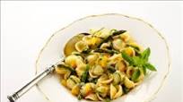 Orecchiette Pasta with Yellow Tomatoes, Asparagus & Italian Cheeses Orecchiette Pasta with Yellow Tomatoes, Asparagus & Italian Cheeses