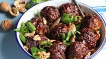 Sticky ginger-glazed pork balls Sticky ginger-glazed pork balls