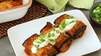 Bean & Cheese Eggplant ‘Chiladas Bean & Cheese Eggplant ‘Chiladas
