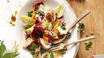 Warm salad of roasted pheasant, walnuts, citrus and bitter leaves Warm salad of roasted pheasant, walnuts, citrus and bitter leaves