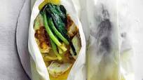 Trumpeter with curry butter and leek Trumpeter with curry butter and leek