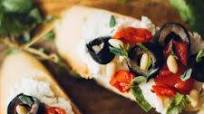 Olive, Red Pepper, & Goat Cheese Crostini Olive, Red Pepper, & Goat Cheese Crostini