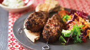 Beef kofta kebabs with cucumber and yoghurt dip Beef kofta kebabs with cucumber and yoghurt dip