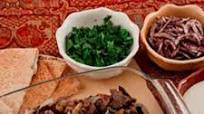 Marinated and baked beef strips - shawarma lahmeh Marinated and baked beef strips - shawarma lahmeh