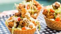 Crispy Buttermilk Popcorn Chicken in a Waffle Bowl Crispy Buttermilk Popcorn Chicken in a Waffle Bowl