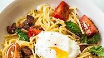 Spaghetti with Tomatoes, Bacon, and Eggs Spaghetti with Tomatoes, Bacon, and Eggs