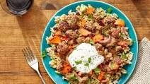 Beef & Shawarma-Spiced Rice with Carrots & Lemon Labneh Beef & Shawarma-Spiced Rice with Carrots & Lemon Labneh