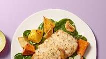 Pan-Seared Cod with Spinach & Roasted Fall Vegetables Pan-Seared Cod with Spinach & Roasted Fall Vegetables