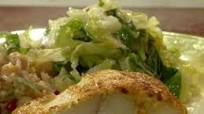 Curry-Topped Black Cod with Cumin-Scented Warm Savoy Slaw Curry-Topped Black Cod with Cumin-Scented Warm Savoy Slaw