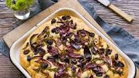 Focaccia with red onion, rosemary and olives Focaccia with red onion, rosemary and olives