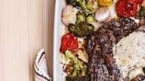 Keto ribeye steak with oven-roasted vegetables Keto ribeye steak with oven-roasted vegetables