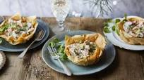 Salmon, leek and dill tarts Salmon, leek and dill tarts
