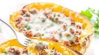 Low Carb Stuffed Spaghetti Squash Lasagna Boats Recipe With Meat Low Carb Stuffed Spaghetti Squash Lasagna Boats Recipe With Meat