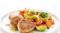 Garlic Butter Pork Tenderloin Medallions with Asiago Brussels Sprouts and Carrots stovetop cooking Garlic Butter Pork Tenderloin Medallions with Asiago Brussels Sprouts and Carrots stovetop cooking