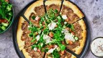 Lebanese-Style Pork Pizzas with Tomato, Rocket & Yoghurt Lebanese-Style Pork Pizzas with Tomato, Rocket & Yoghurt